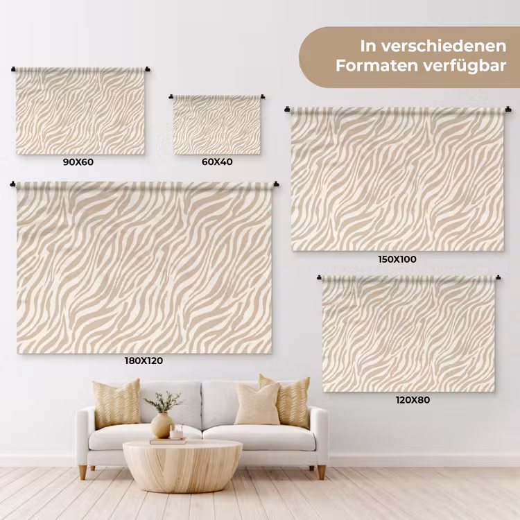 Zebra - Patroon - Beige Wandkleed katoen klein 269 -tsfeer8_DE