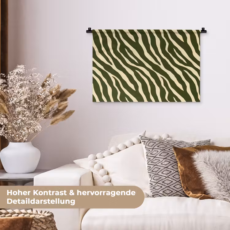 Zebra - Patroon - Groen Wandkleed katoen klein 269 -tsfeer1_DE
