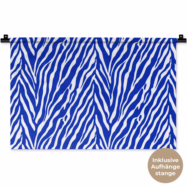 Zebra - Patroon - Kobalt - Blauw Wandkleed katoen klein 269 -t3d_DE