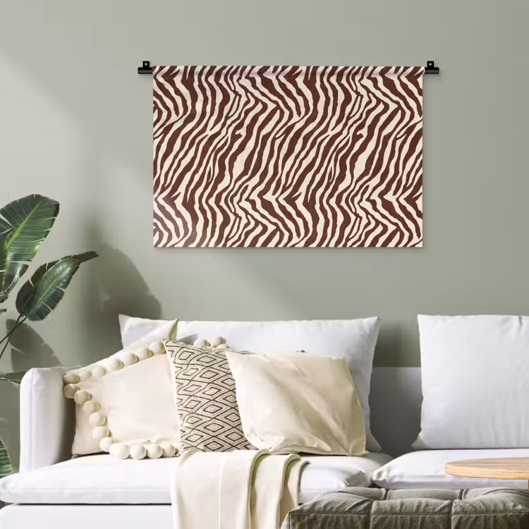 Zebra - Patroon - Zwart - Wit Wandkleed katoen klein 269 -sfeer7