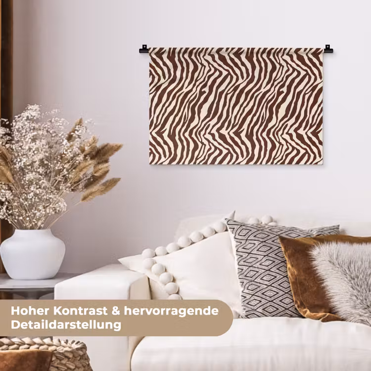 Zebra - Patroon - Zwart - Wit Wandkleed katoen klein 269 -tsfeer1_DE