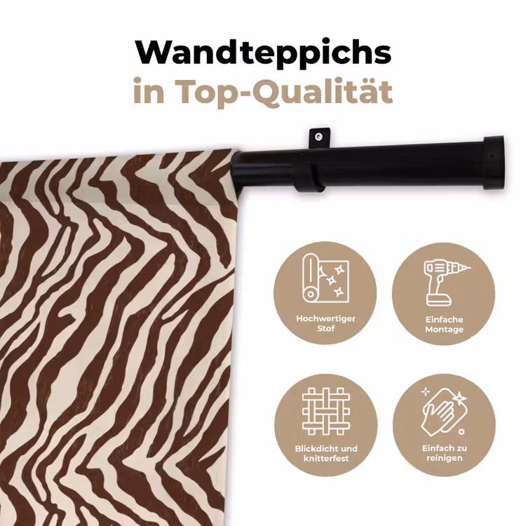 Zebra - Patroon - Zwart - Wit Wandkleed katoen klein 269 -tsfeer2_DE