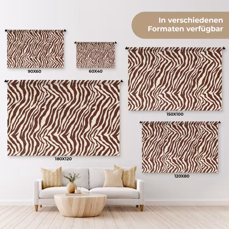 Zebra - Patroon - Zwart - Wit Wandkleed katoen klein 269 -tsfeer8_DE