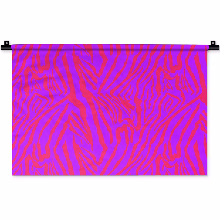 Zebra - Neon - Roze - Paars Wandkleed katoen klein 269 -zz3d