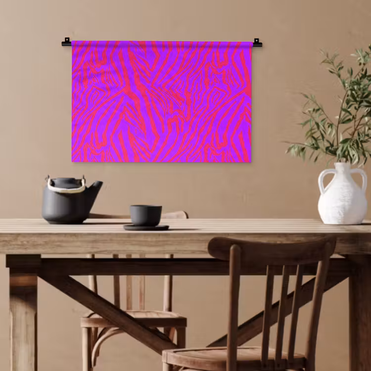 Zebra - Neon - Roze - Paars Wandkleed katoen klein 269 -sfeer6