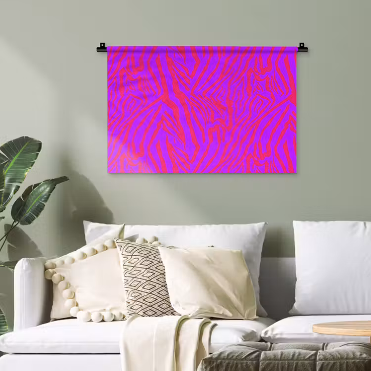 Zebra - Neon - Roze - Paars Wandkleed katoen klein 269 -sfeer7