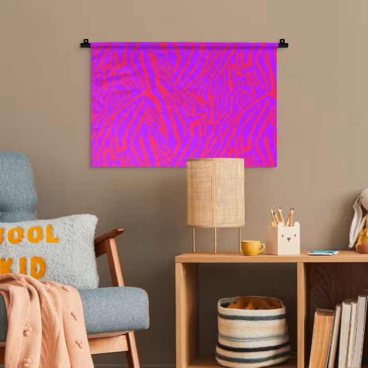 Zebra - Neon - Roze - Paars Wandkleed katoen klein 269 -wsfeer4_kind