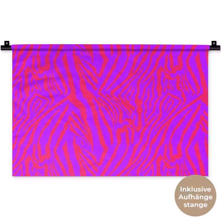 Zebra - Neon - Roze - Paars Wandkleed katoen klein 269 -t3d_DE
