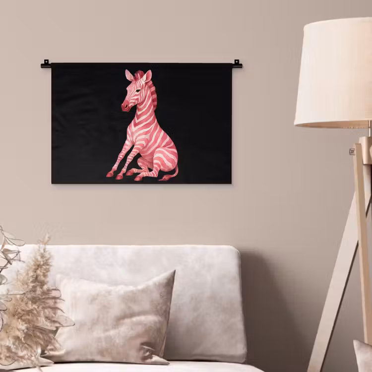Zebra - Roze - Gestreept Wandkleed katoen klein -sfeer4