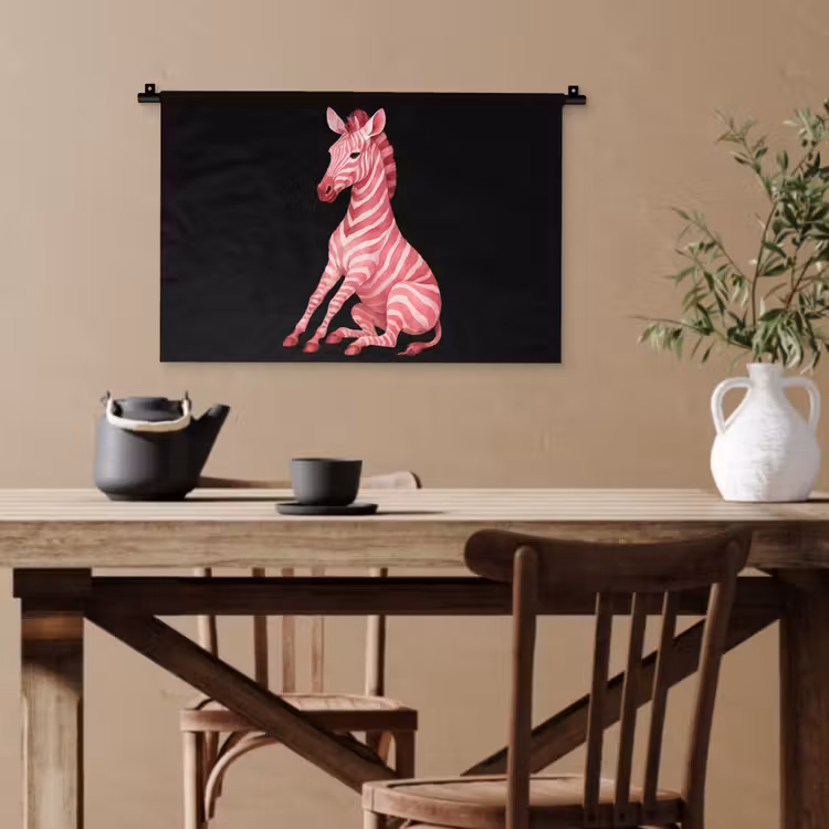 Zebra - Roze - Gestreept Wandkleed katoen klein -sfeer6