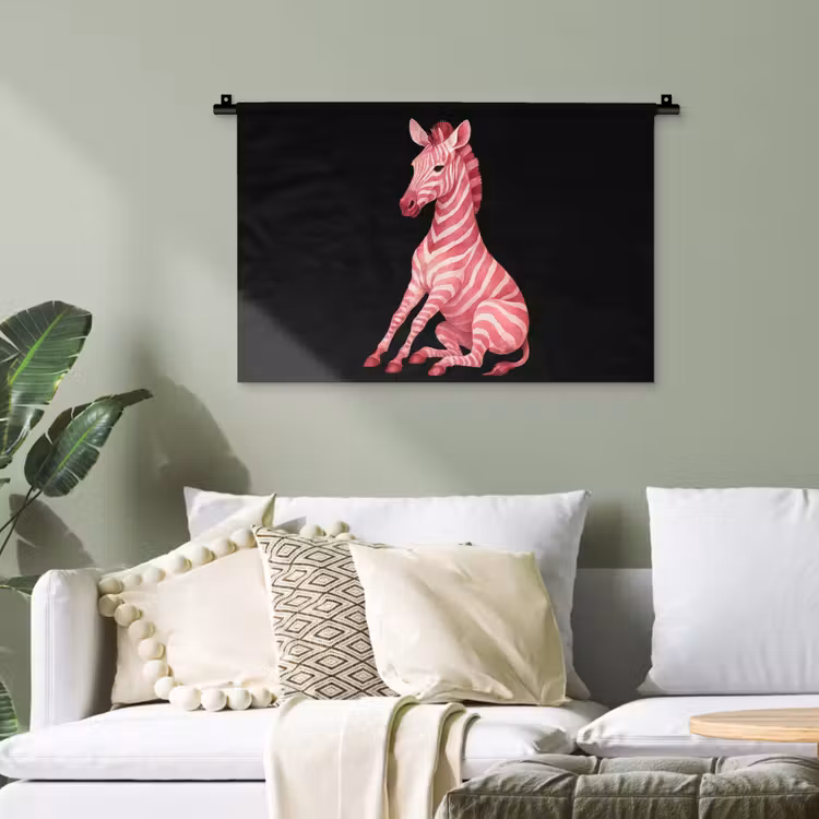 Zebra - Roze - Gestreept Wandkleed katoen klein -sfeer7