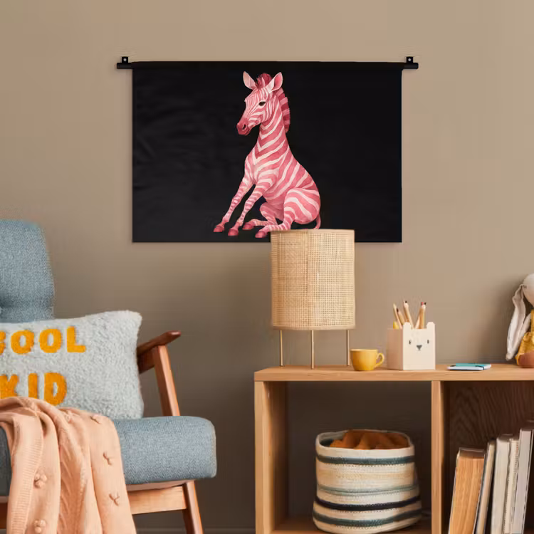 Zebra - Roze - Gestreept Wandkleed katoen klein -wsfeer4_kind