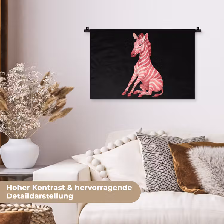 Zebra - Roze - Gestreept Wandkleed katoen klein -tsfeer1_DE