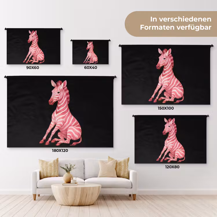 Zebra - Roze - Gestreept Wandkleed katoen klein -tsfeer8_DE
