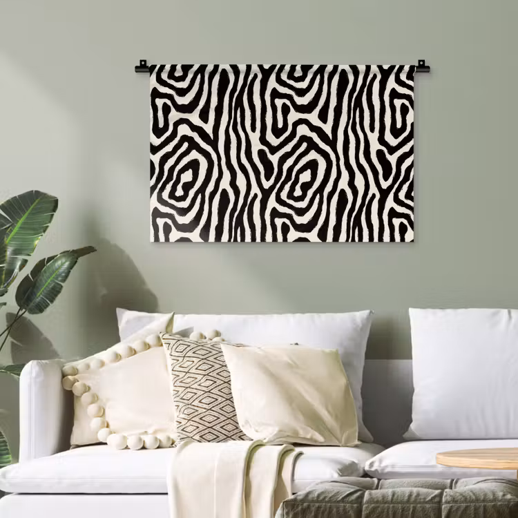 Zebra - Zwart - Abstract Wandkleed katoen klein 269 -sfeer7