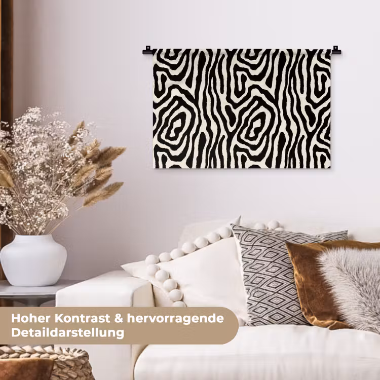 Zebra - Zwart - Abstract Wandkleed katoen klein 269 -tsfeer1_DE