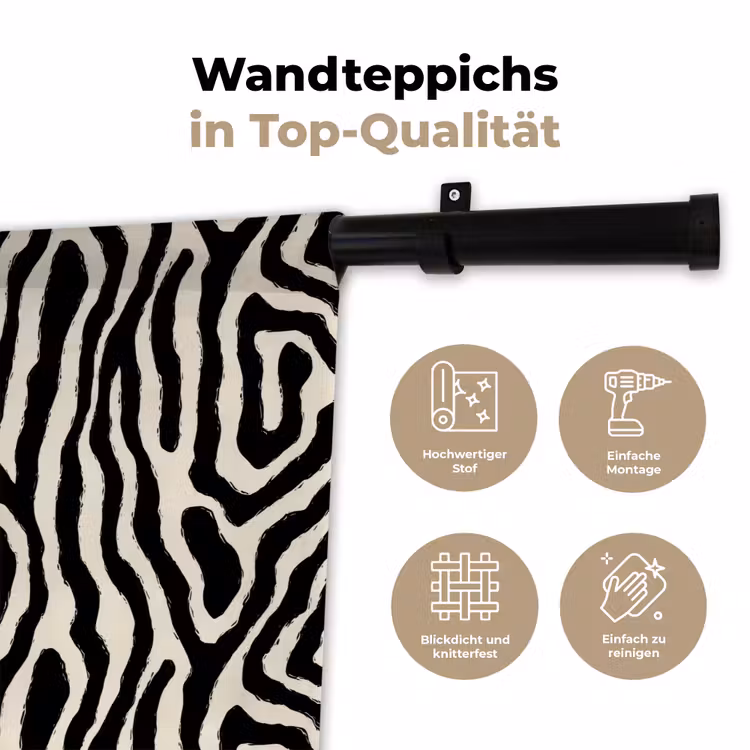 Zebra - Zwart - Abstract Wandkleed katoen klein 269 -tsfeer2_DE