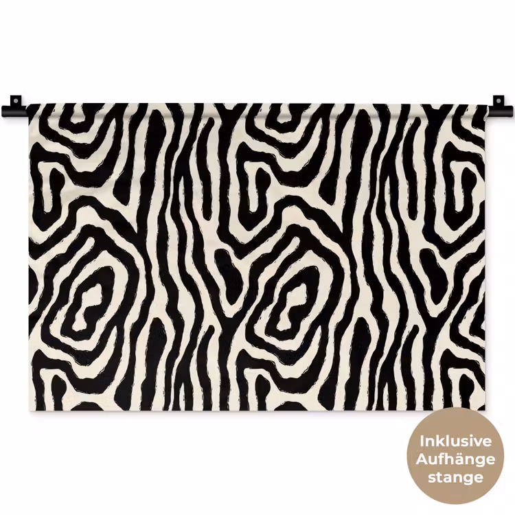 Zebra - Zwart - Abstract Wandkleed katoen klein 269 -t3d_DE