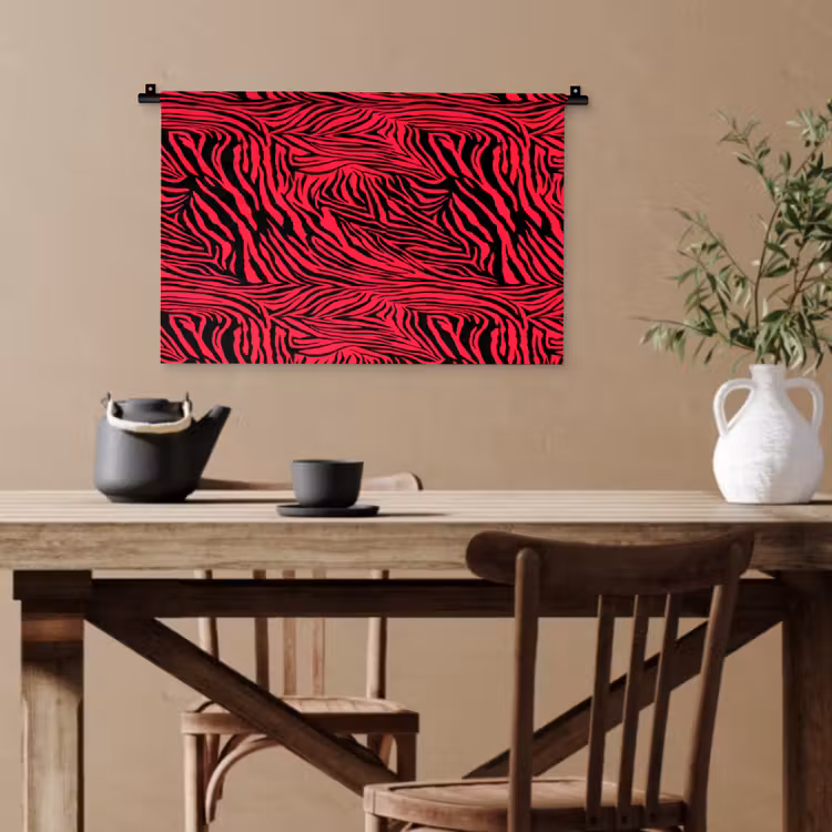Zebra - Zwart - Roze - Neon Wandkleed katoen klein 269 -sfeer6