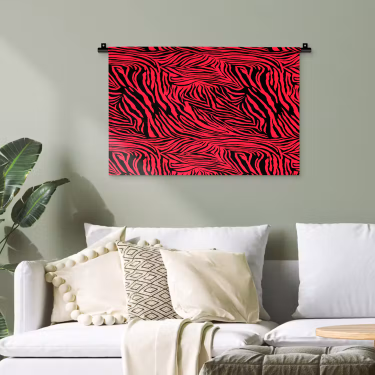 Zebra - Zwart - Roze - Neon Wandkleed katoen klein 269 -sfeer7