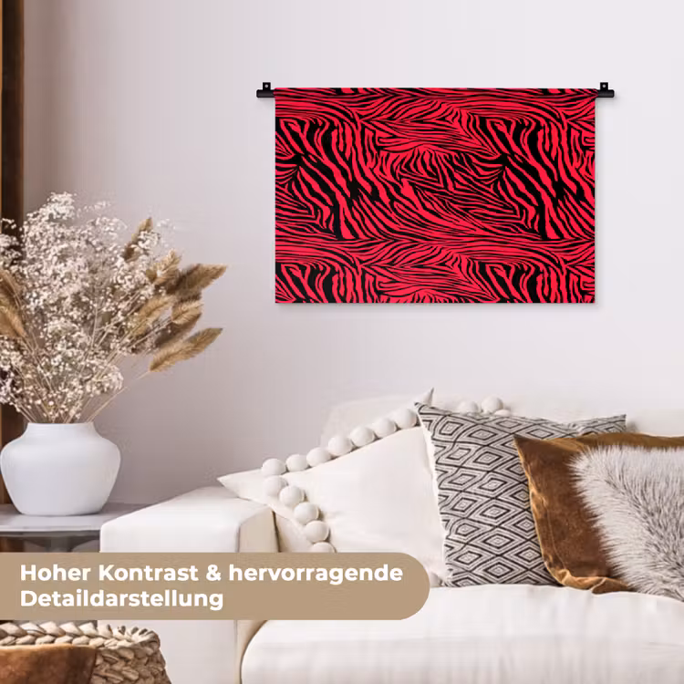 Zebra - Zwart - Roze - Neon Wandkleed katoen klein 269 -tsfeer1_DE