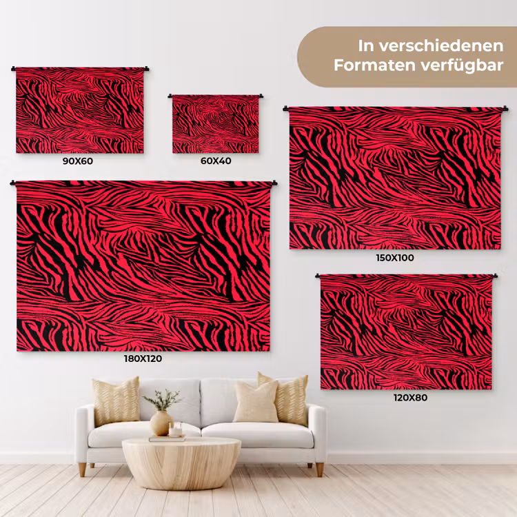 Zebra - Zwart - Roze - Neon Wandkleed katoen klein 269 -tsfeer8_DE