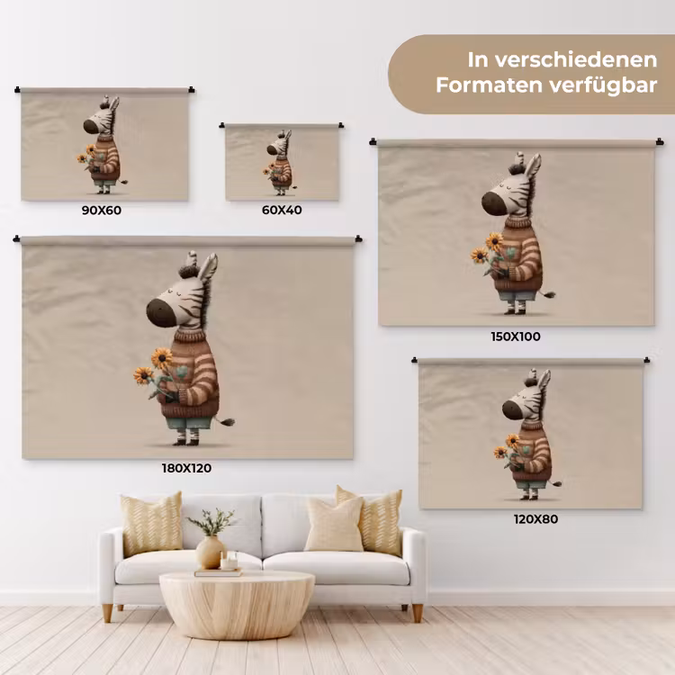 Zebra - Zonnebloemen - Warm Wandkleed katoen klein -tsfeer8_DE