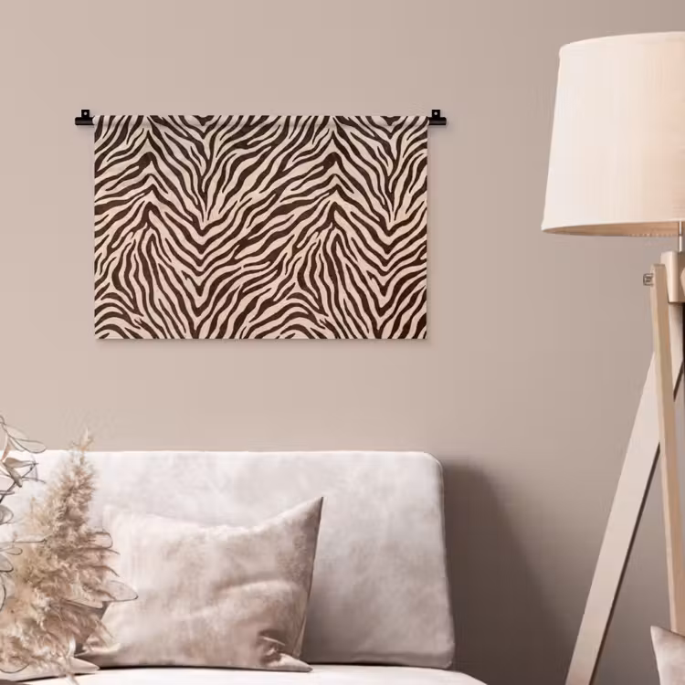 Zebra - Strepen - Bruin Wandkleed katoen klein -sfeer4