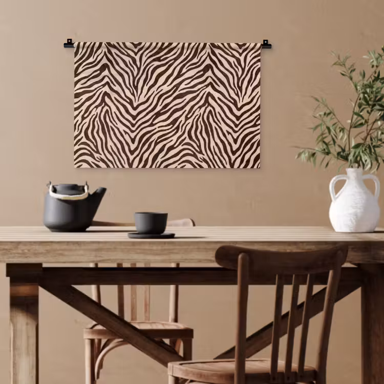 Zebra - Strepen - Bruin Wandkleed katoen klein -sfeer6