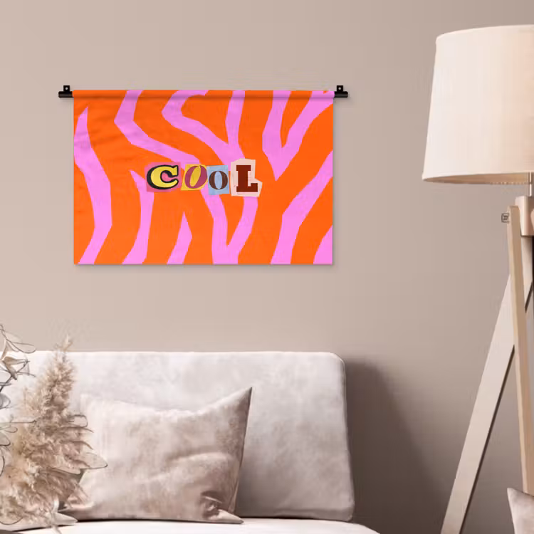Zebraprint - Grafisch - COOL - Oranje Wandkleed katoen klein -sfeer4