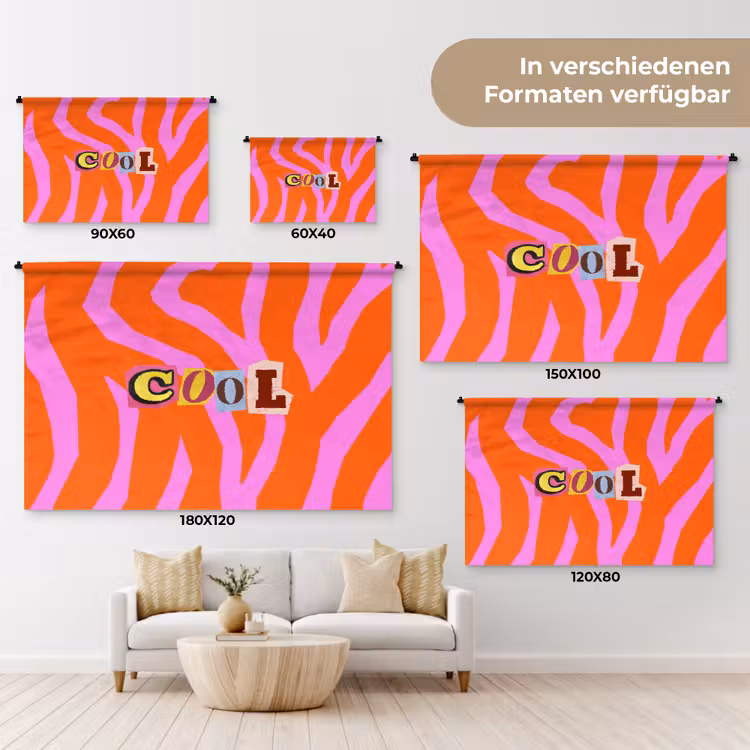 Zebraprint - Grafisch - COOL - Oranje Wandkleed katoen klein -tsfeer8_DE