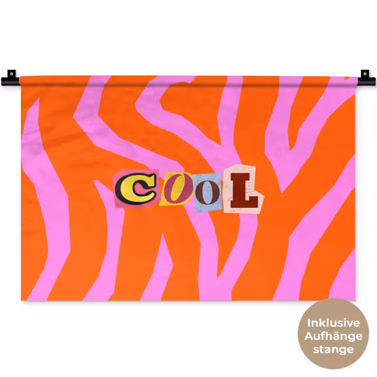 Zebraprint - Grafisch - COOL - Oranje Wandkleed katoen klein -t3d_DE