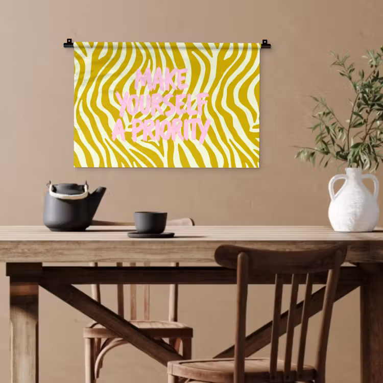 Zebraprint - Priority - Roze Wandkleed katoen klein -sfeer6