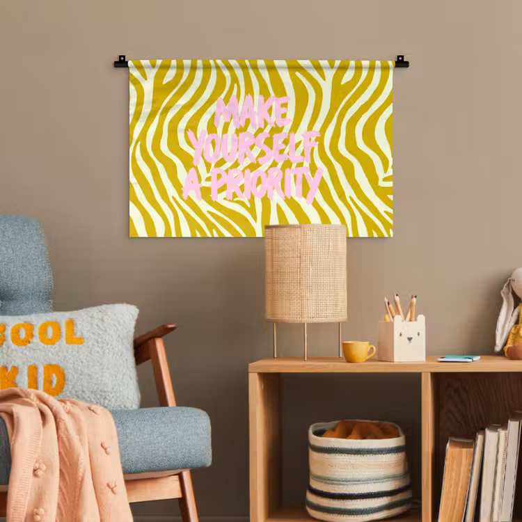 Zebraprint - Priority - Roze Wandkleed katoen klein -wsfeer4_kind