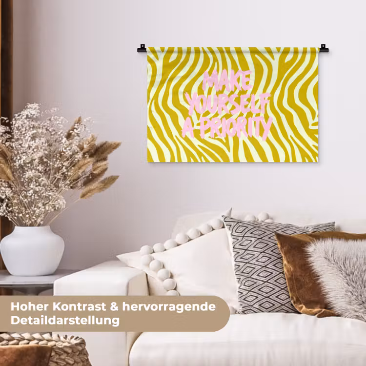 Zebraprint - Priority - Roze Wandkleed katoen klein -tsfeer1_DE