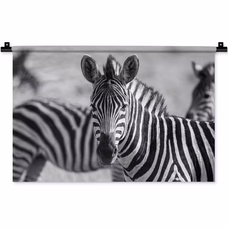 Zebra's - Zwart - Wit Wandkleed katoen klein -zz3d