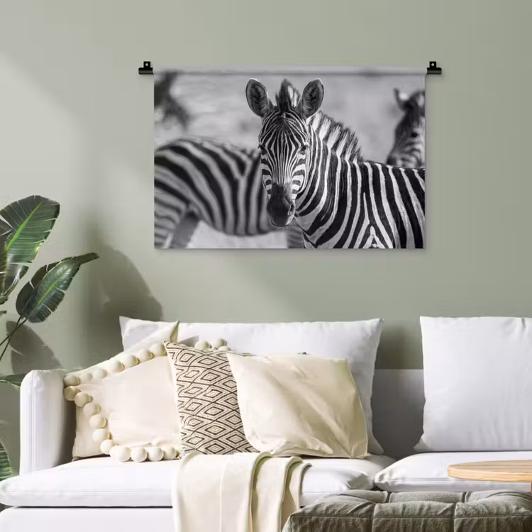 Zebra's - Zwart - Wit Wandkleed katoen klein -sfeer7