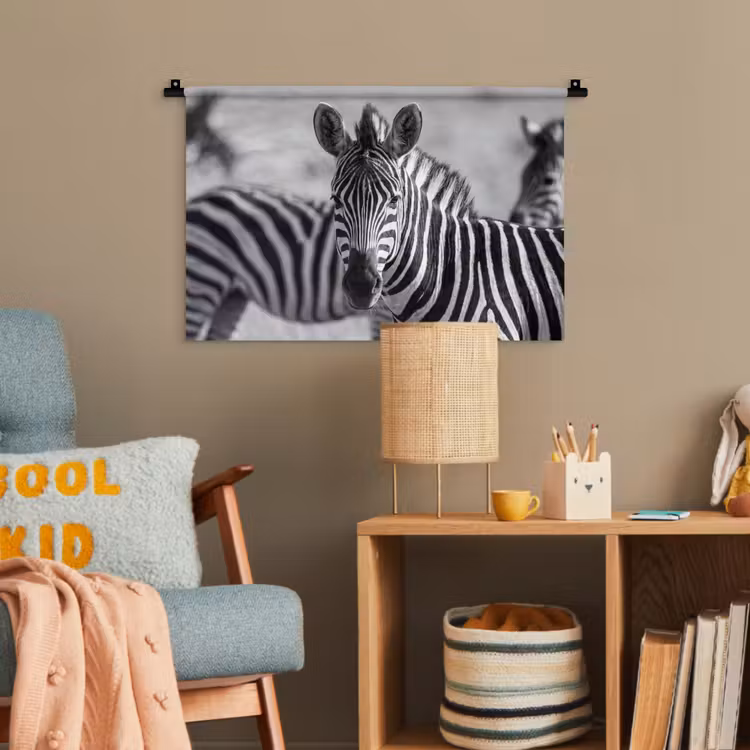 Zebra's - Zwart - Wit Wandkleed katoen klein -wsfeer4_kind