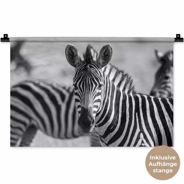 Zebra's - Zwart - Wit Wandkleed katoen klein -t3d_DE