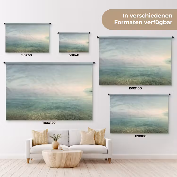 Zee - Horizon - Blauw - Mist Wandkleed katoen klein -tsfeer8_DE