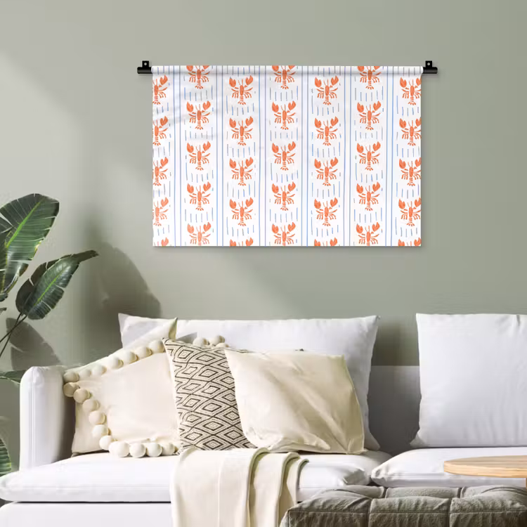 Zee - Kreeft - Oranje - Blauw Wandkleed katoen klein 269 -sfeer7