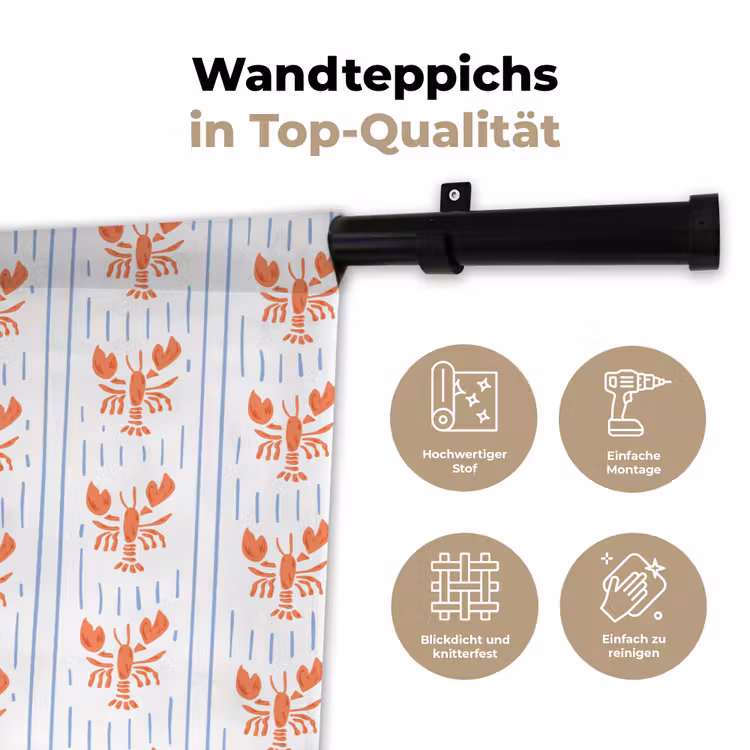Zee - Kreeft - Oranje - Blauw Wandkleed katoen klein 269 -tsfeer2_DE