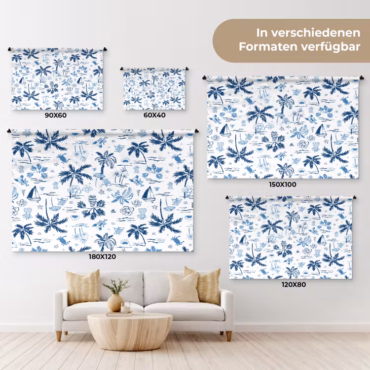 Zee - Strand - Blauw - Wit Wandkleed katoen klein 269 -tsfeer8_DE