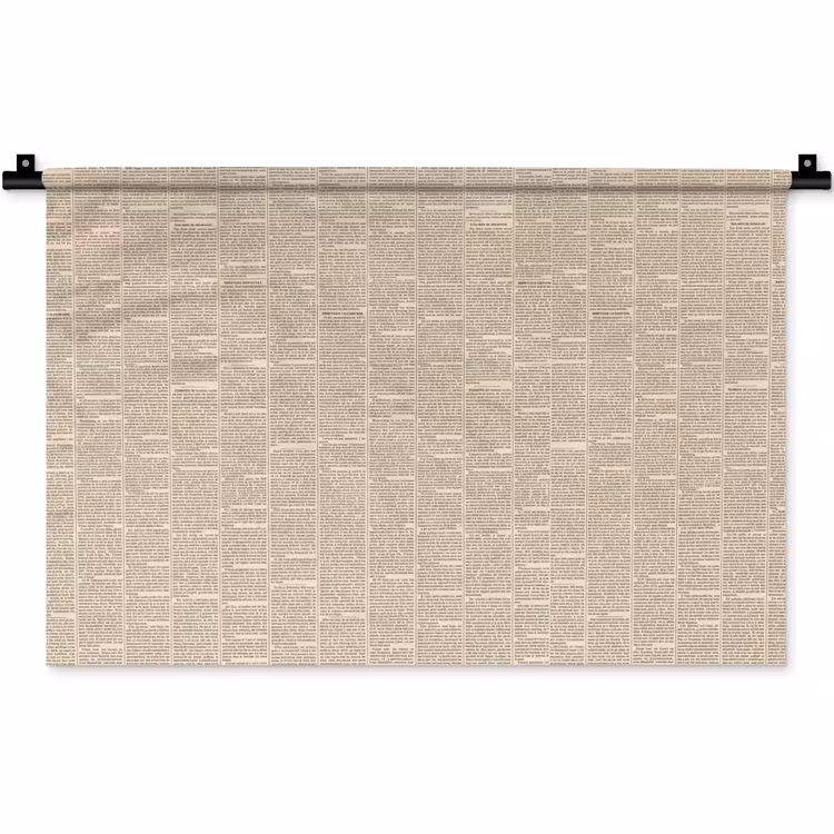 Krant - Nieuws - Historisch - Vintage - Beige Wandkleed katoen klein -zz3d
