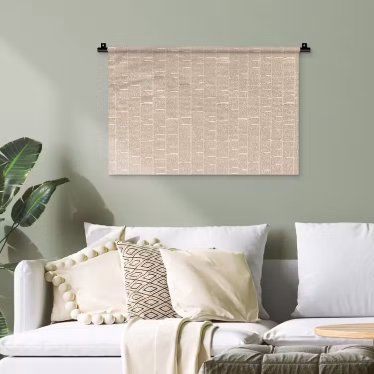 Krant - Nieuws - Historisch - Vintage - Beige Wandkleed katoen klein -sfeer7
