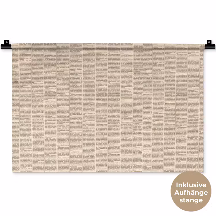 Krant - Nieuws - Historisch - Vintage - Beige Wandkleed katoen klein -t3d_DE