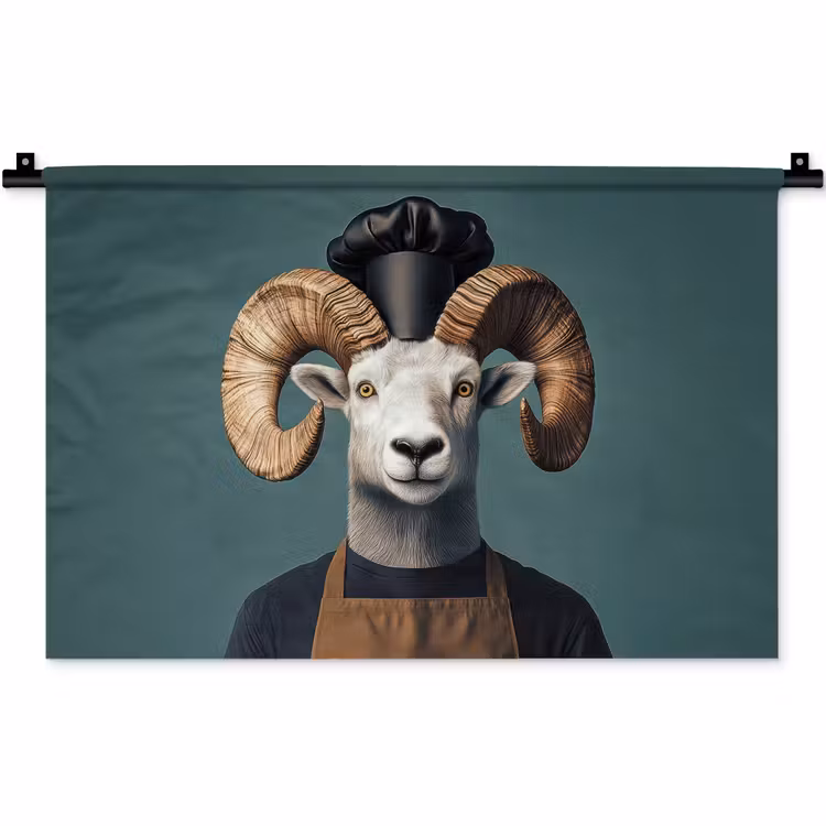 Geit - Hoorns - Kokskleding Wandkleed katoen klein -zz3d