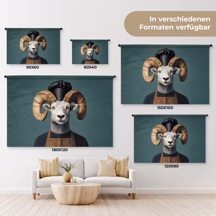 Geit - Hoorns - Kokskleding Wandkleed katoen klein -tsfeer8_DE