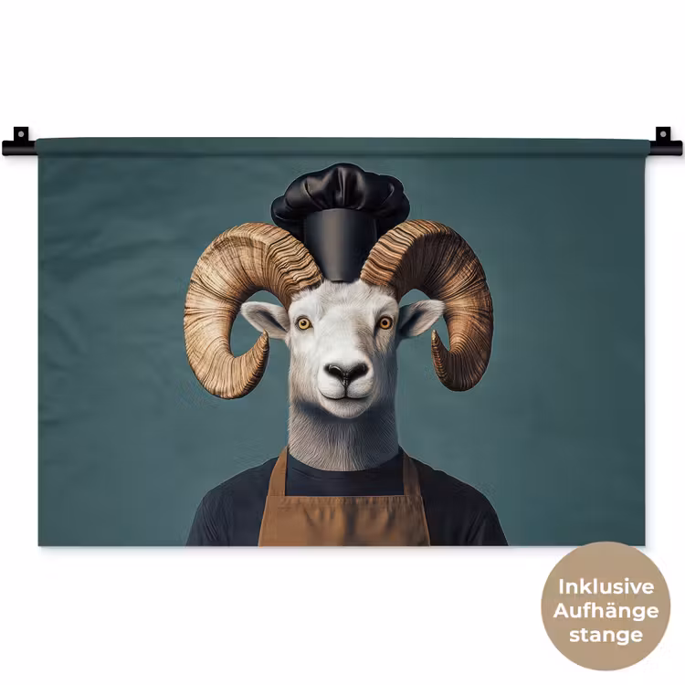 Geit - Hoorns - Kokskleding Wandkleed katoen klein -t3d_DE
