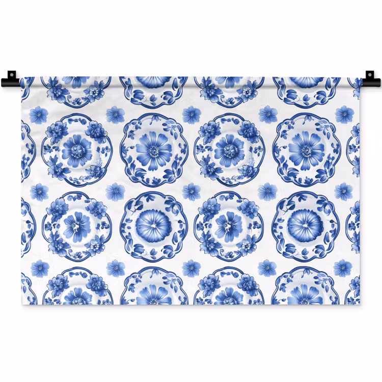 Sierborden - Bloemen - Blauw Wandkleed katoen klein 269 -zz3d